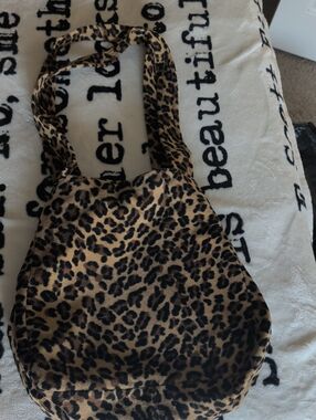 Leopard Print Shoulder Bag in Brown and Cream